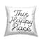 Stupell Industries Happy Place Cursive Script Typography Phrase Throw Pillow, 18" x 18"